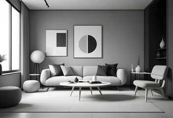 Photo modern style conceptual interior room 3d illustration