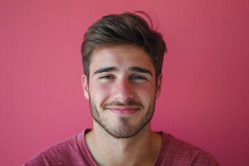 Obraz premium A close up portrait of a young man with a subtle smile