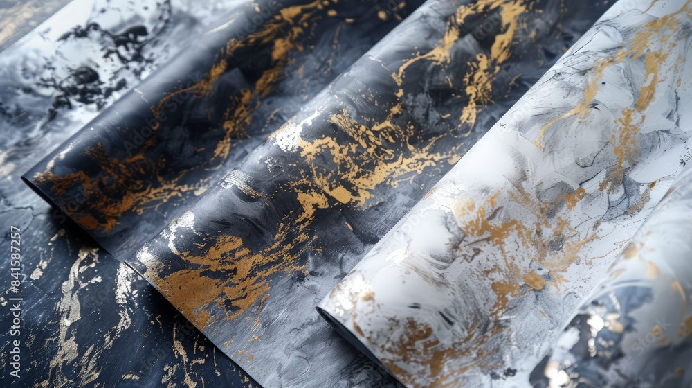 Poster design a textured paper with a marbled pattern, combining smooth and rough areas for an elegant and 