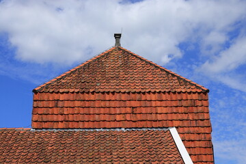 Zaanse Schans Building Detail with Red Roof Tiles, Netherlands