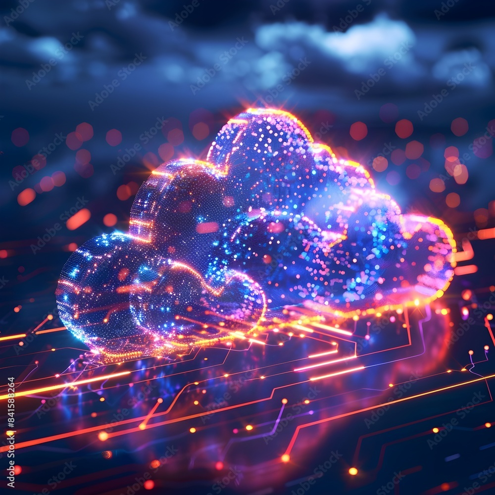 Aufkleber seamless digital cloud with futuristic data streams and advanced connectivity concept
