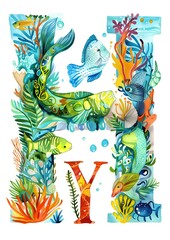 alphabet in a floristic atmosphere