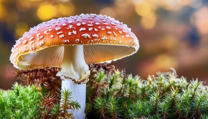 Fototapeta premium Toadstool Vibrant Toadstool Macro: A Close Encounter with Nature's Palette