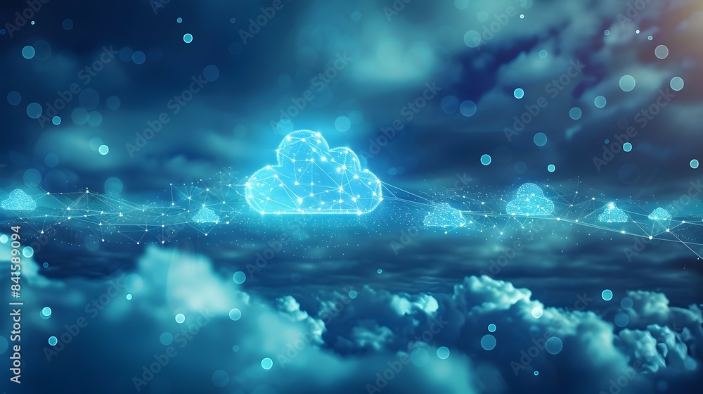 Aufkleber futuristic cloud computing network illustrated with interconnected digital nodes