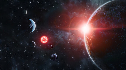 Red space, wallpaper, the beauty of the sky far from earth