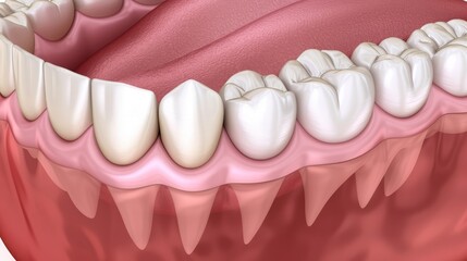 Illustration of healthy teeth and gums showing detailed tooth and gum structure.