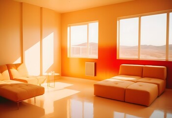 Fototapeta premium Photo modern style conceptual interior room 3d illustration