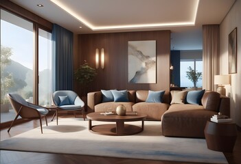 Photo modern style conceptual interior room 3d illustration