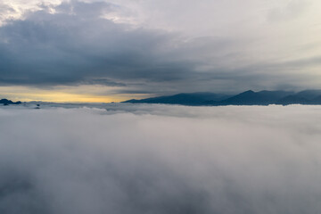 Aerial photography of the sea of ​​clouds in the early morning