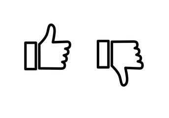 thumbs up and thumbs down symbols on white background.like and dislike icons
