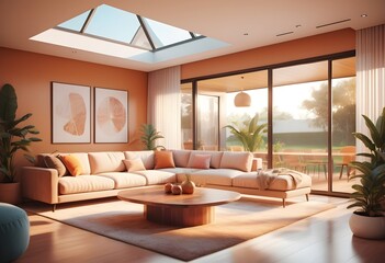 Fototapeta premium Photo modern style conceptual interior room 3d illustration