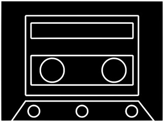 retro illustration movie silhouette vhs logo media icon vcr outline music film tape vintage video cassette classic magnetic videotape shape obsolete casette record for vector graphic background