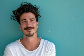Obraz premium A close up portrait of a young man with a subtle smile