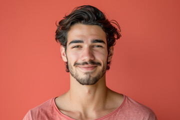 Obraz premium A close up portrait of a young man with a subtle smile