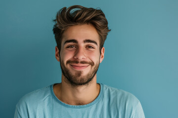 Fototapeta premium A close up portrait of a young man with a subtle smile