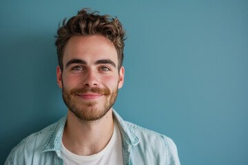 Obraz premium A close up portrait of a young man with a subtle smile