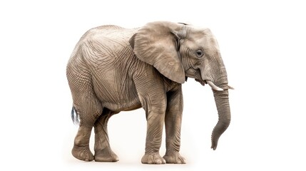 Elephant full body clearly photo on white background , 