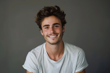 Fototapeta premium A close up portrait of a young man with a subtle smile
