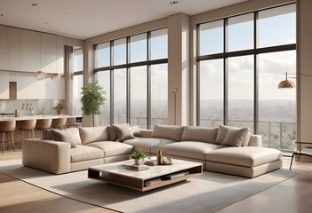 Photo modern style conceptual interior room 3d illustration