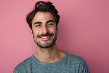 Obraz premium A close up portrait of a young man with a subtle smile