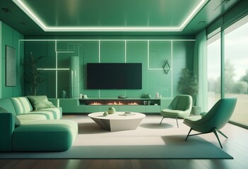 Photo modern style conceptual interior room 3d illustration