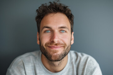 Fototapeta premium A close up portrait of a young man with a subtle smile