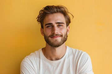 Fototapeta premium A close up portrait of a young man with a subtle smile
