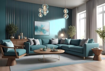 Photo modern style conceptual interior room 3d illustration