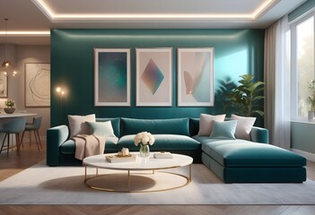 Photo modern style conceptual interior room 3d illustration