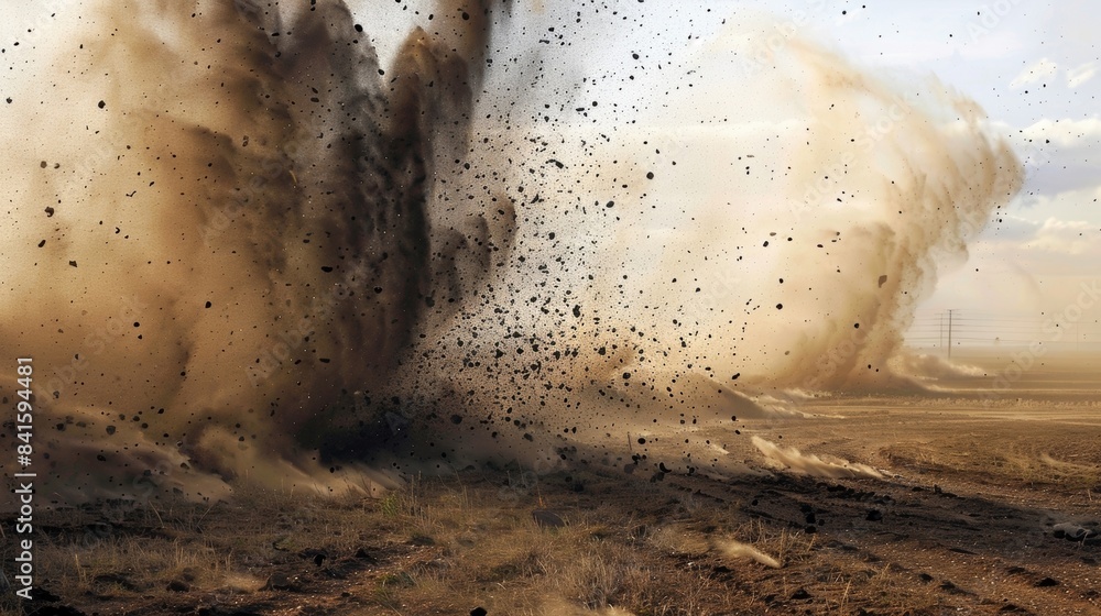 Aufkleber ash particles caught in a violent wind creating dangerous minitornadoes.