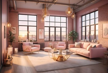 Photo modern style conceptual interior room 3d illustration
