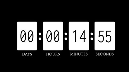 15 minutes countdown on black with min seconds ours shapes for event etc 