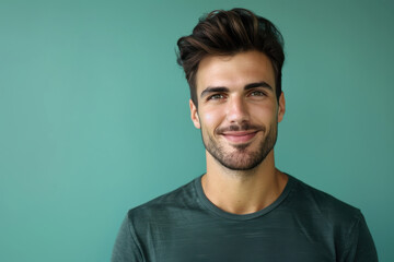 Fototapeta premium A close up portrait of a young man with a subtle smile