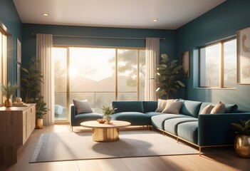 Fototapeta premium Photo modern style conceptual interior room 3d illustration