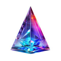 Holographic prisms emit unique spectral lights, isolated on transparent, for mesmerizing designs
