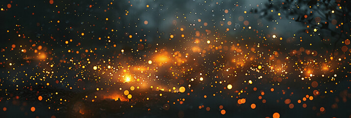 Fototapeta premium Intense fire sparks against a dark sky in a dramatic event. 