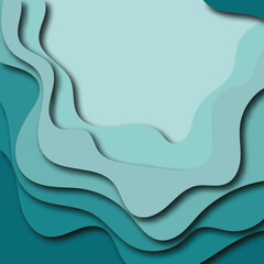 3D abstract blue wave background with paper cut shapes. Vector layout design for business presentations, flyers, posters. Eps 10