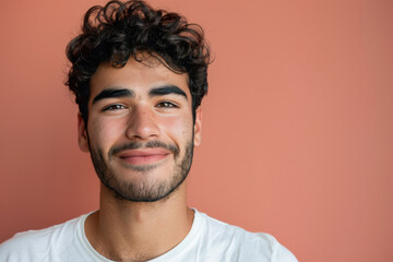 Obraz premium A close up portrait of a young man with a subtle smile