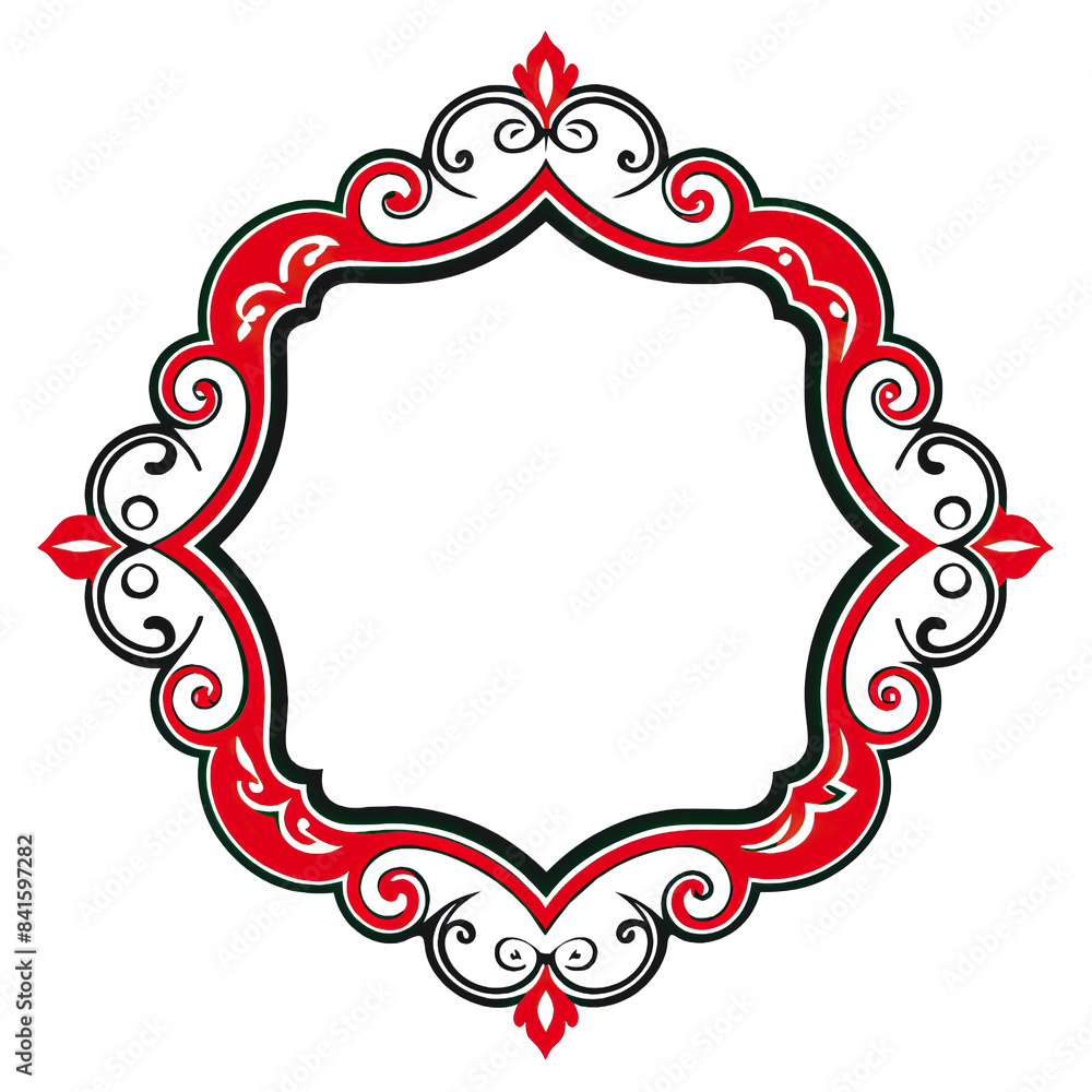 Aufkleber this is a digital image of an elegant ornamental border frame design. the frame is red and black and