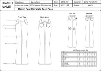 Tech pack illustration for fashion design