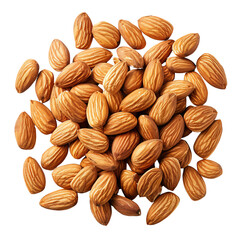 Fototapeta premium Close-up of fresh almonds in bulk, showcasing their brown, textured shell. Ideal for health, food, and ingredient-themed stock photos.