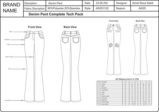 Tech pack illustration for fashion design