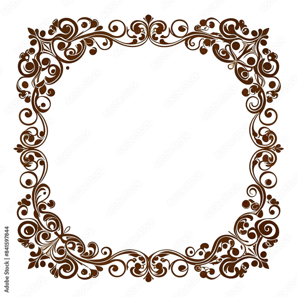 Aufkleber this is an elegant brown floral border frame design isolated on a white background. the frame is mad