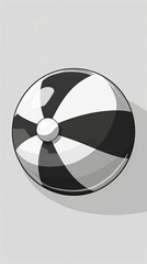 beach ball flat design side view theme play cartoon drawing black and white