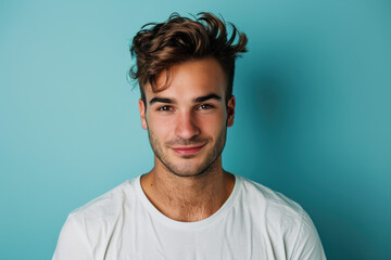 Fototapeta premium A close up portrait of a young man with a subtle smile