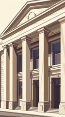 Obraz premium bank building flat design side view theme institution animation Monochromatic Color Scheme