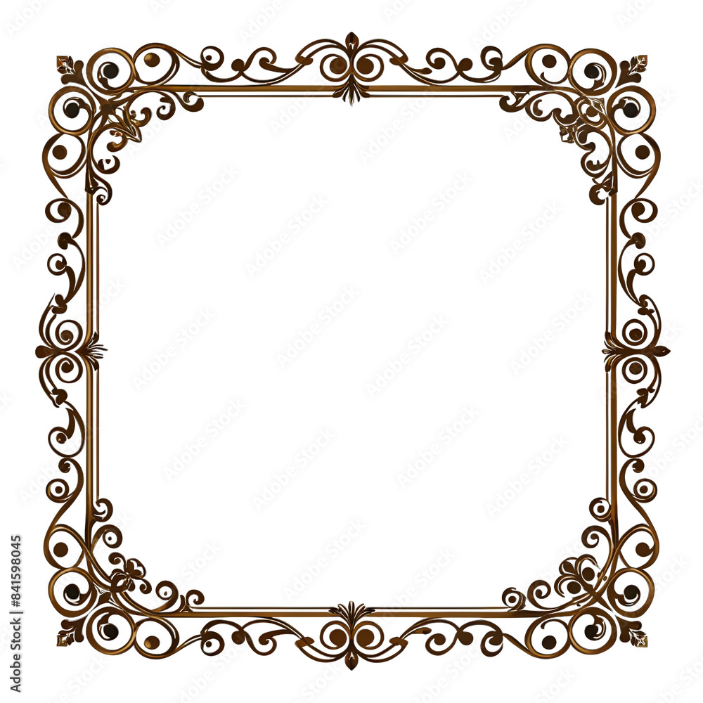Aufkleber this image showcases an elegant square frame with a floral design. the frame is isolated on a white 