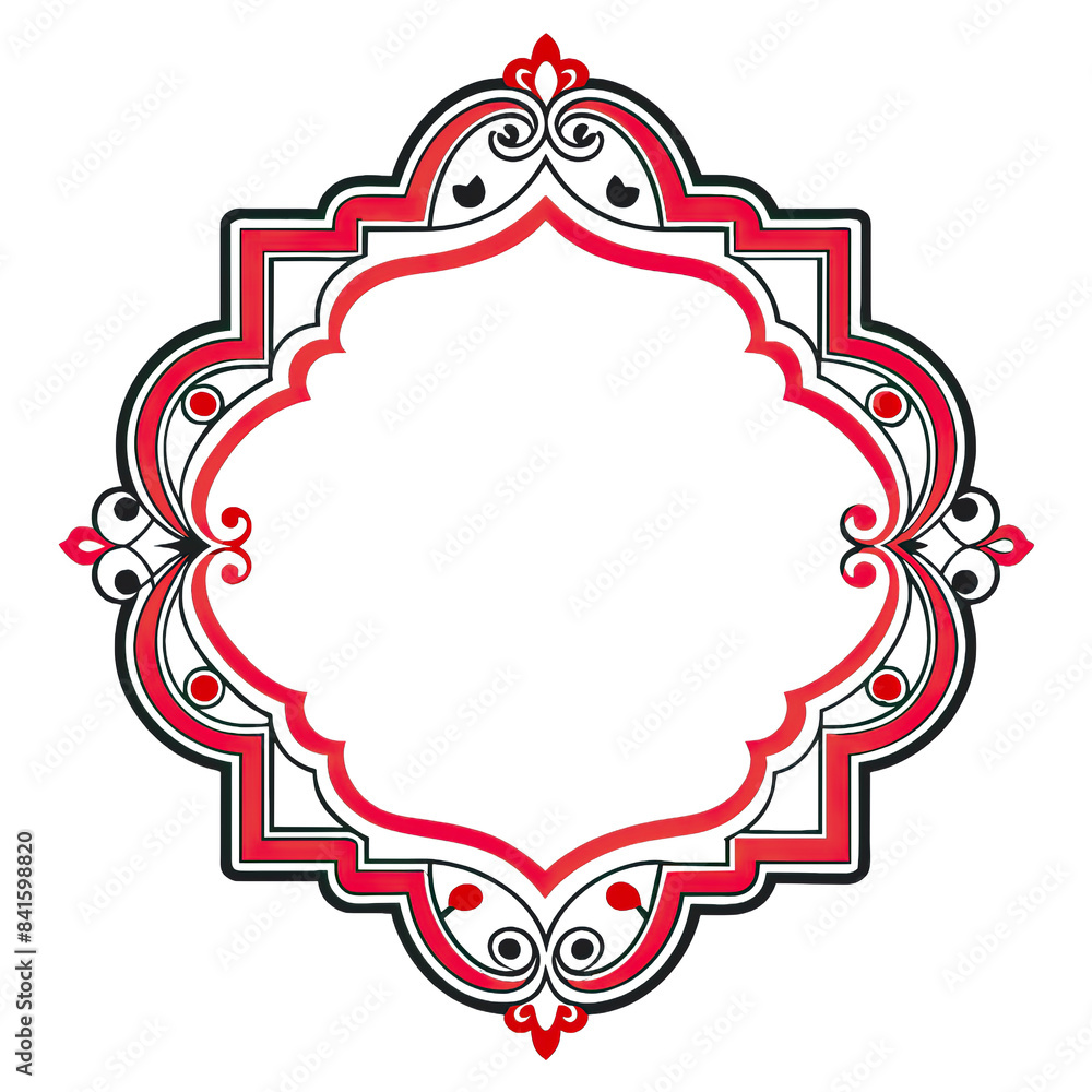 Aufkleber an ornate frame with a red and black floral design, perfect for adding a touch of elegance to any pr
