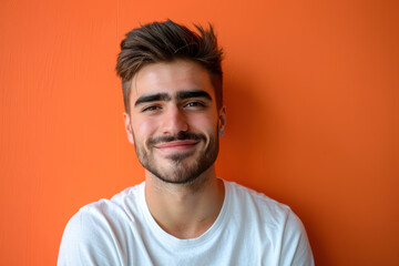 Fototapeta premium A close up portrait of a young man with a subtle smile