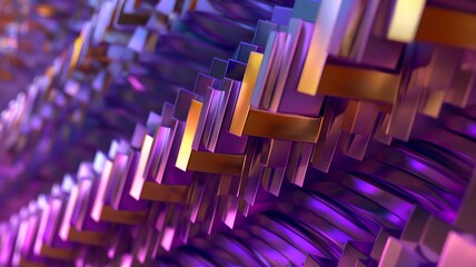Obraz premium Light purple and shiny gold color 3d cubes herringbone style abstract pattern background 